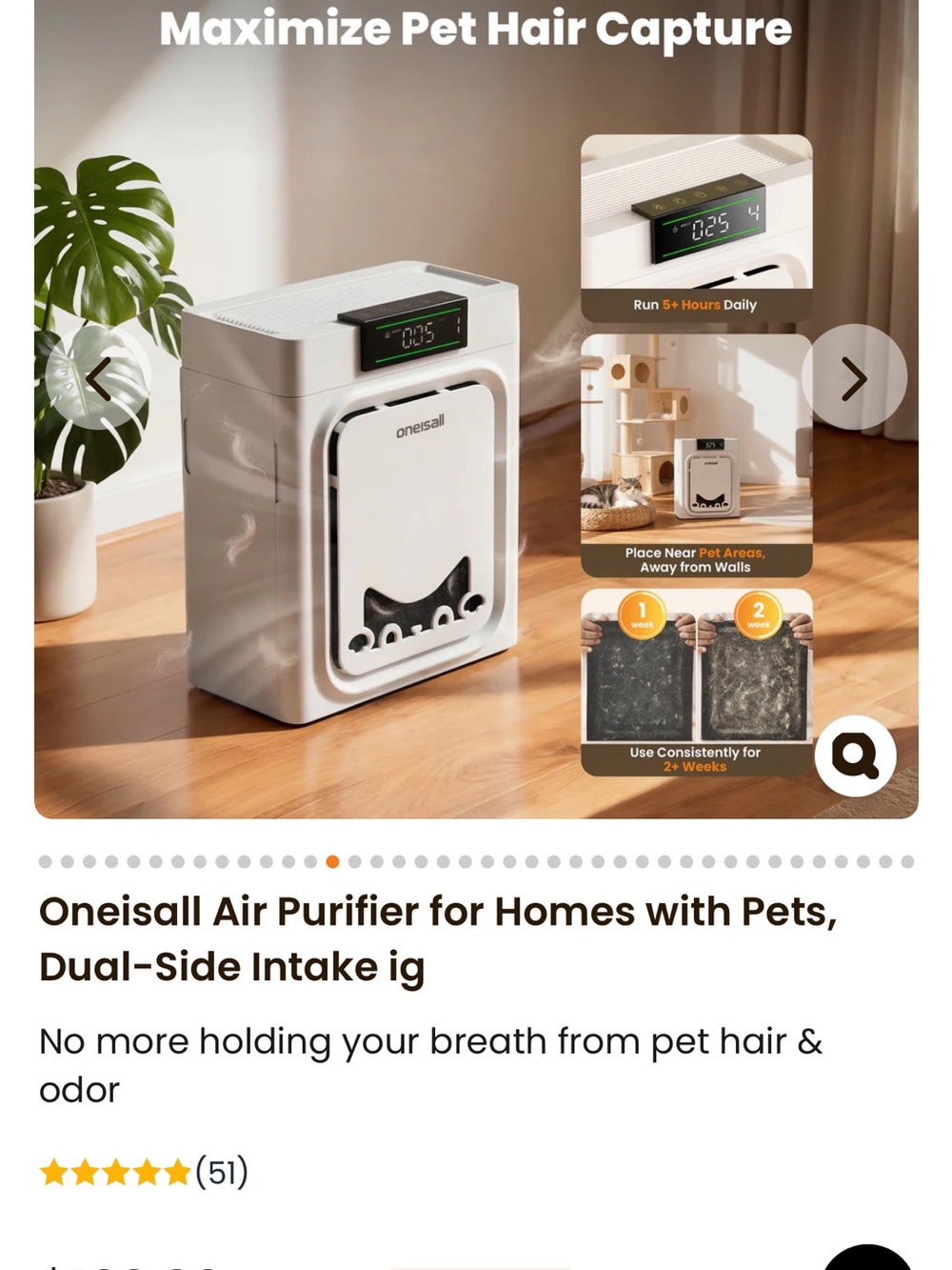 White Air Purifier for Homes with Pets